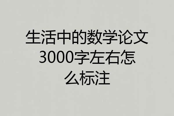 生活中的数学论文3000字左右怎么标注