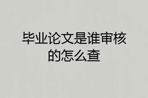 毕业论文是谁审核的怎么查