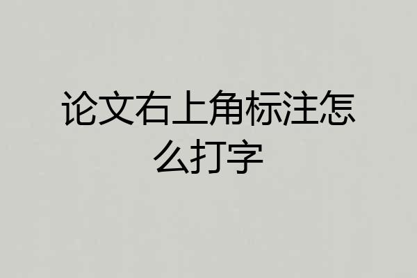 论文右上角标注怎么打字