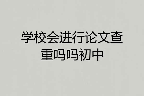 学校会进行论文查重吗吗初中
