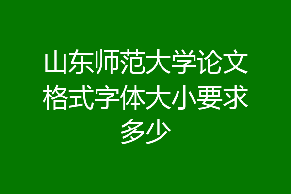 山东师范大学论文格式字体大小要求多少