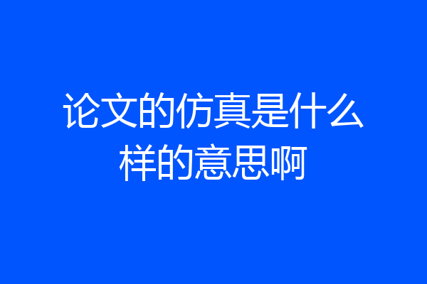 论文的仿真是什么样的意思啊