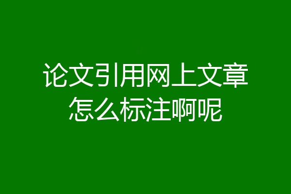 论文引用网上文章怎么标注啊呢