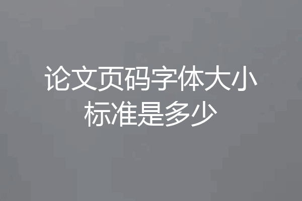论文页码字体大小标准是多少