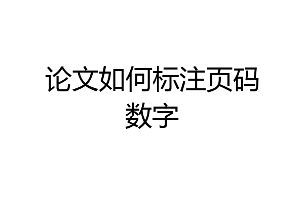 论文如何标注页码数字