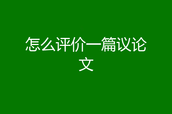 怎么评价一篇议论文