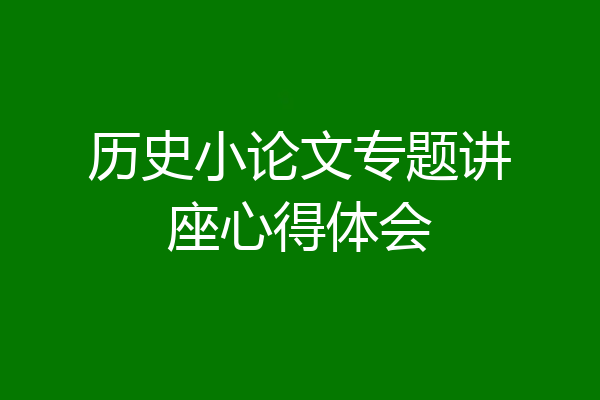 历史小论文专题讲座心得体会