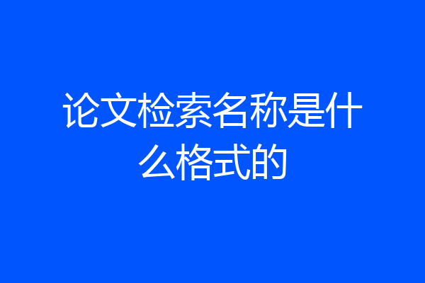 论文检索名称是什么格式的