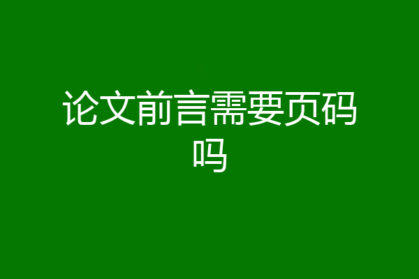 论文前言需要页码吗
