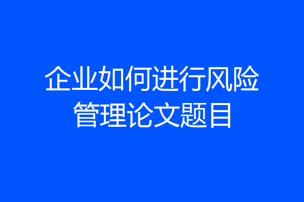 企业如何进行风险管理论文题目