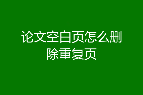 论文空白页怎么删除重复页