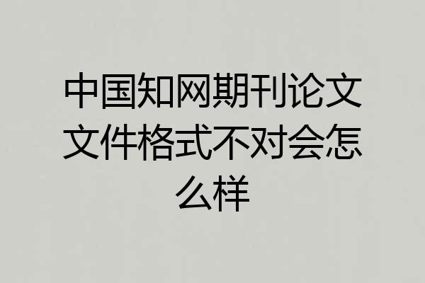 中国知网期刊论文文件格式不对会怎么样