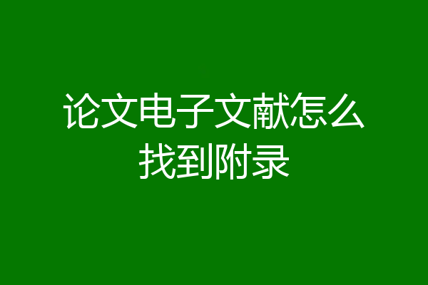 论文电子文献怎么找到附录