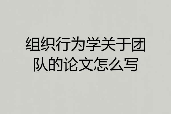 组织行为学关于团队的论文怎么写