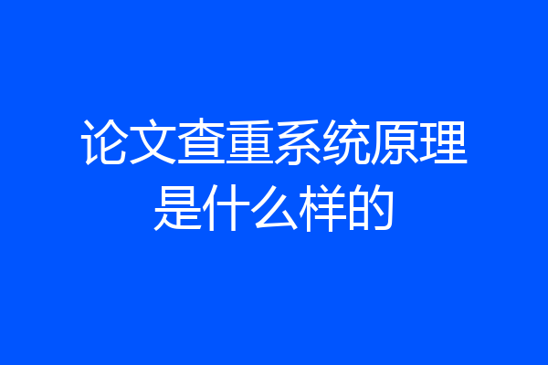 论文查重系统原理是什么样的