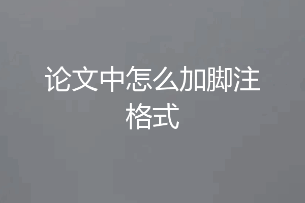 论文中怎么加脚注格式