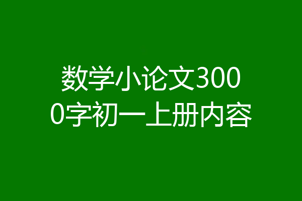 数学小论文3000字初一上册内容