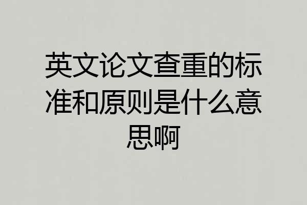 英文论文查重的标准和原则是什么意思啊