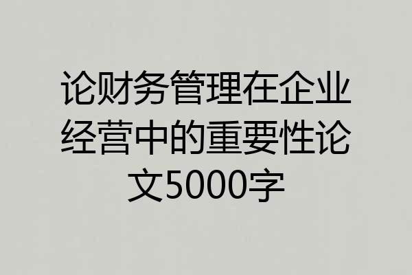 论财务管理在企业经营中的重要性论文5000字
