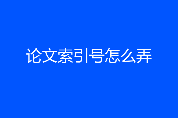 论文索引号怎么弄