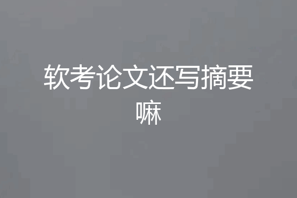 软考论文还写摘要嘛
