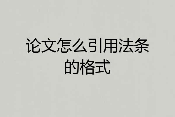 论文怎么引用法条的格式