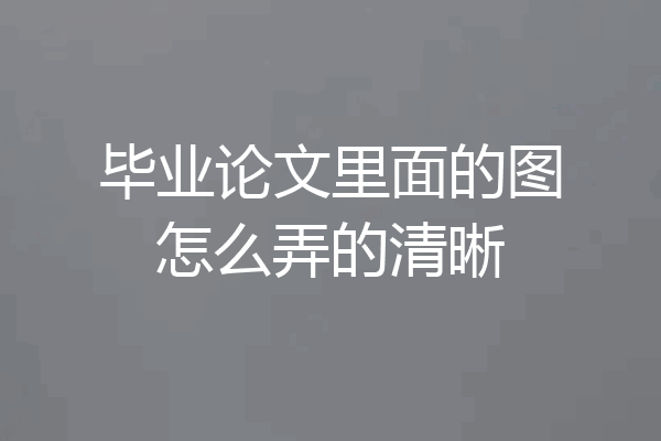 毕业论文里面的图怎么弄的清晰