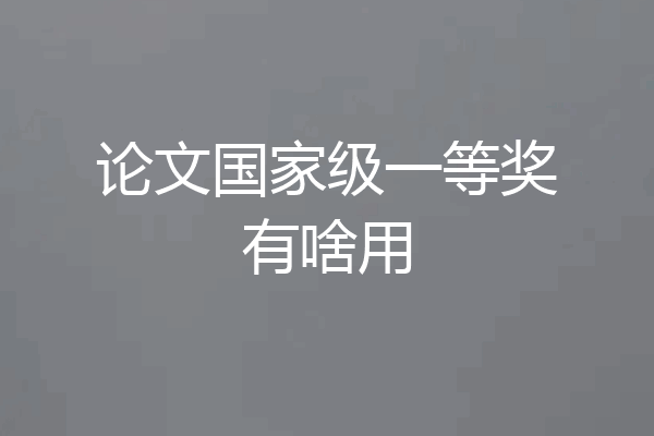 论文国家级一等奖有啥用