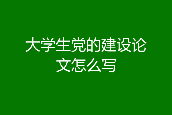 大学生党的建设论文怎么写