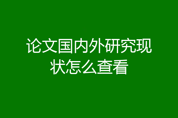 论文国内外研究现状怎么查看