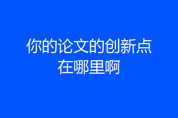 你的论文的创新点在哪里啊