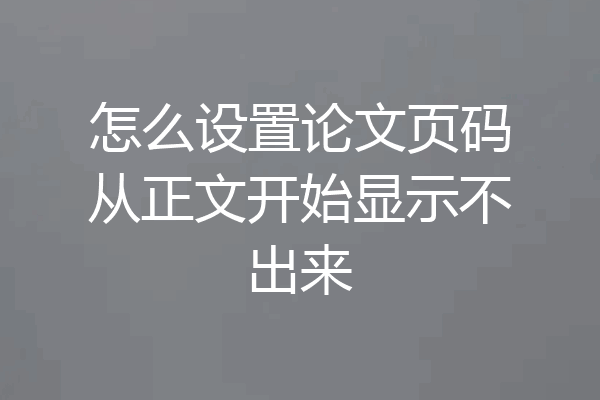 怎么设置论文页码从正文开始显示不出来
