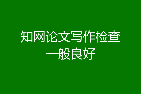 知网论文写作检查一般良好