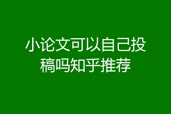小论文可以自己投稿吗知乎推荐