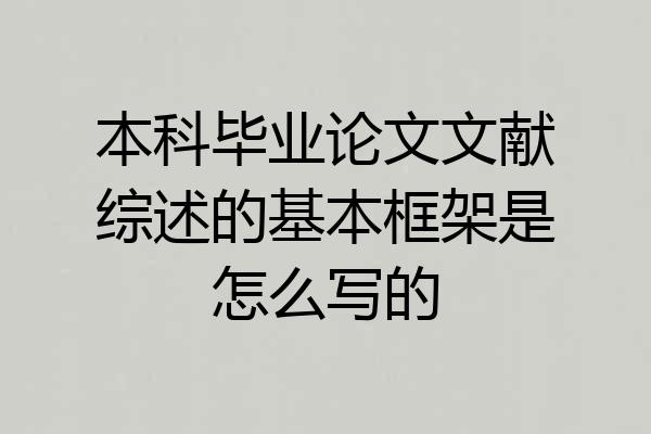 本科毕业论文文献综述的基本框架是怎么写的