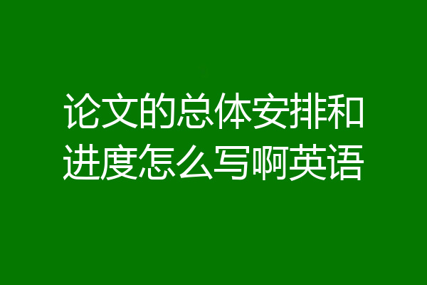 论文的总体安排和进度怎么写啊英语
