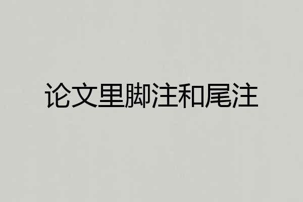 论文里脚注和尾注