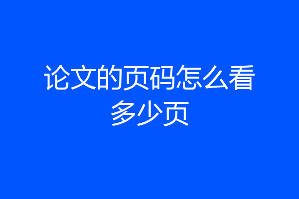 论文的页码怎么看多少页
