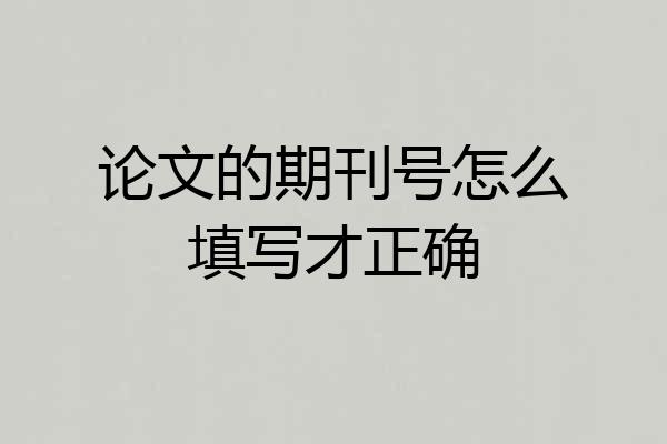 论文的期刊号怎么填写才正确