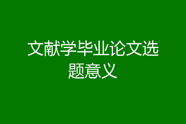 文献学毕业论文选题意义