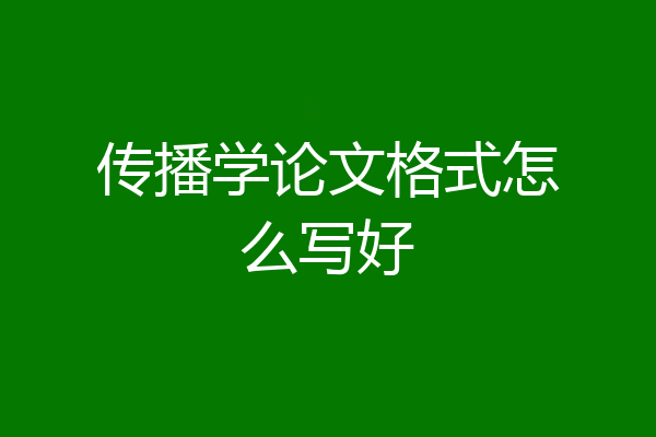 传播学论文格式怎么写好