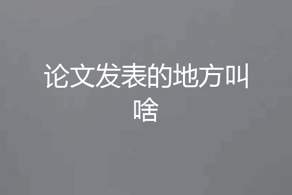 论文发表的地方叫啥