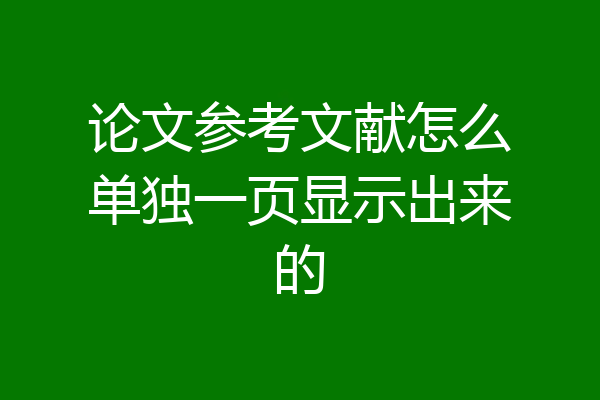 论文参考文献怎么单独一页显示出来的