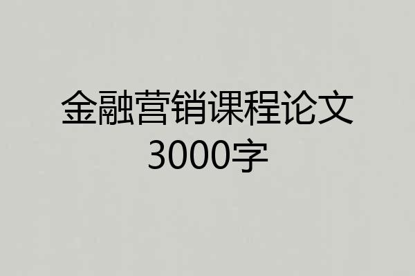 金融营销课程论文3000字