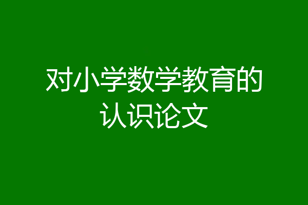 对小学数学教育的认识论文