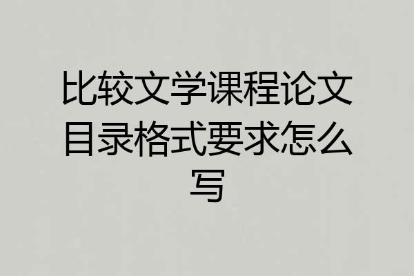 比较文学课程论文目录格式要求怎么写