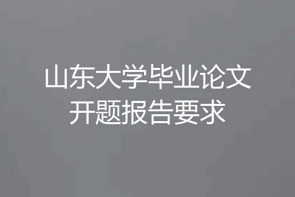 山东大学毕业论文开题报告要求