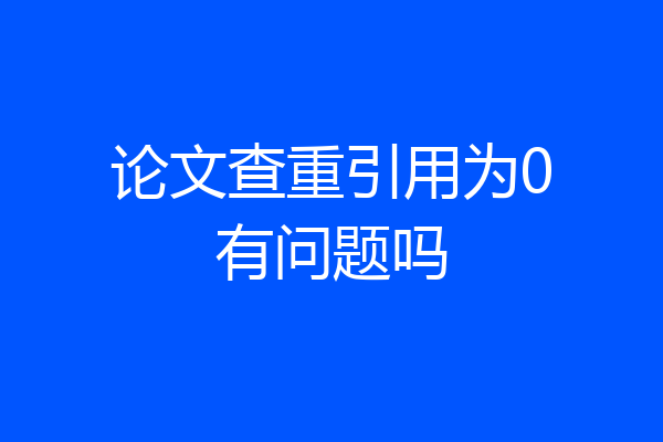 论文查重引用为0有问题吗