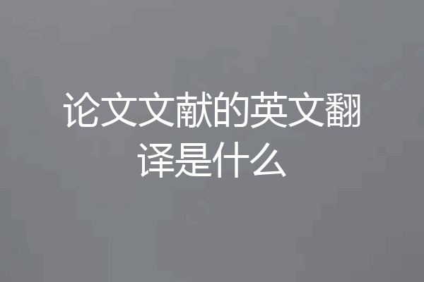 论文文献的英文翻译是什么