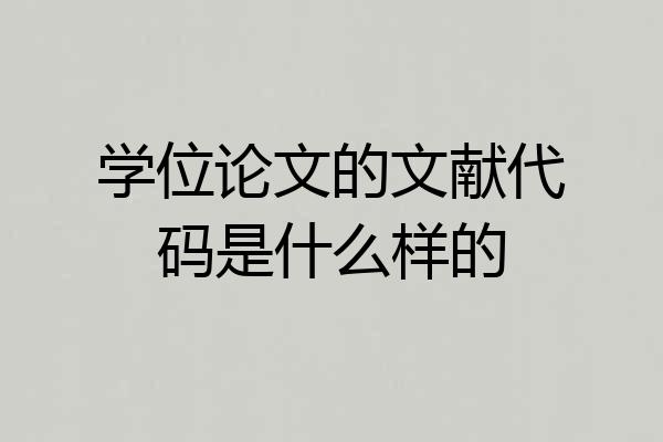 学位论文的文献代码是什么样的